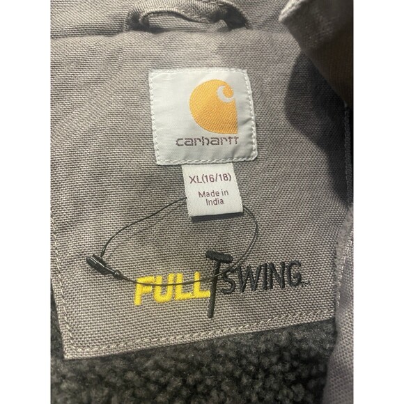 Carhartt Jacket Women's XL 16/18 Gray Full Swing 102248 Duck Sherpa Hooded - Picture 2 of 9